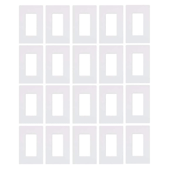 Claro 1 Gang Decorator/Rocker Wallplate, Gloss, White (20-Pack) | CW-1-WH