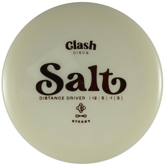 Clash Discs Salt in Steady Plastic | Disc Golf Distance Driver [Color Shade & Stamp Color May Vary] (173-176 Grams, White)