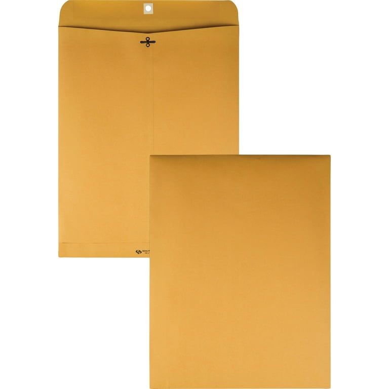 Clasp Envelope, 28 lb Bond Weight Kraft, #110, Square Flap, Clasp/Gummed Closure, 12 x 15.5, Brown Kraft, 100/Box Clasp Envelope, 28 lb Bond Weight Kraft, #110, Square Flap, Clasp/Gummed Closure, 12 x 15.5, Brown Kraft, 100/Box