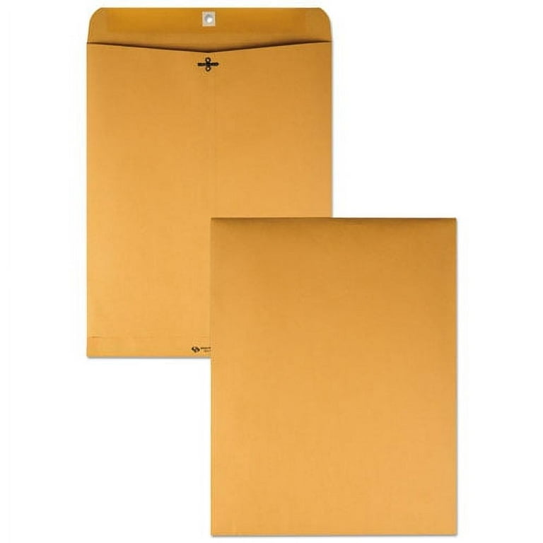 Clasp Envelope, 28 lb Bond Weight Kraft, #110, Square Flap, Clasp/Gummed Closure, 12 x 15.5, Brown Kraft, 100/Box Clasp Envelope, 28 lb Bond Weight Kraft, #110, Square Flap, Clasp/Gummed Closure, 12 x 15.5, Brown Kraft, 100/Box