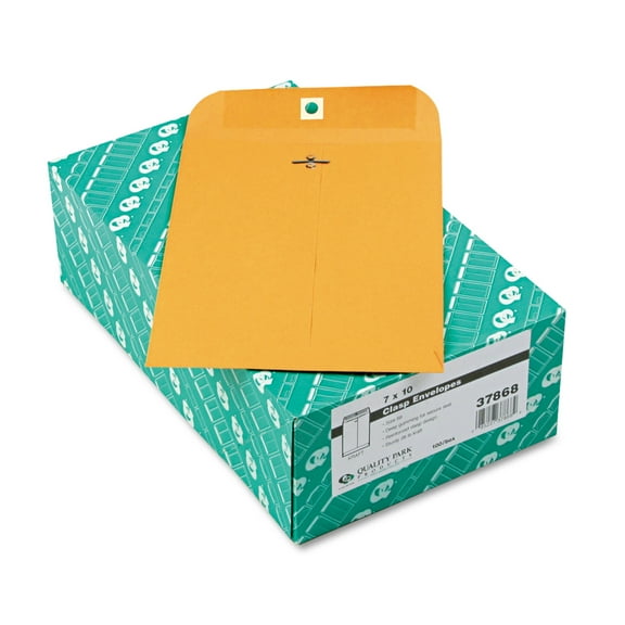 Quality Park, QUA37868, Gummed Kraft Clasp Envelopes, 100 / Box, Kraft