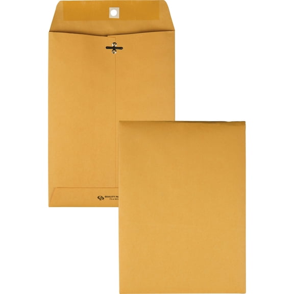 Quality Park Gummed Kraft Clasp Envelopes, Kraft, 100 / Box (Quantity)
