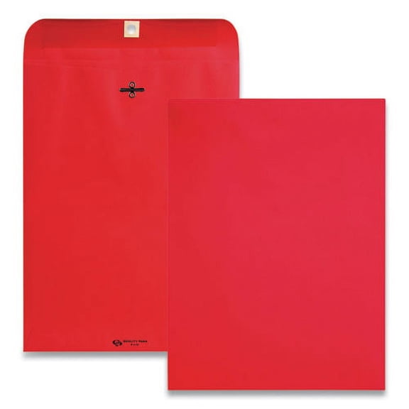 Clasp Envelope, #90, Square Flap, Clasp/gummed Closure, 9 X 12, Red, 10/pack | Bundle of 2 Packs