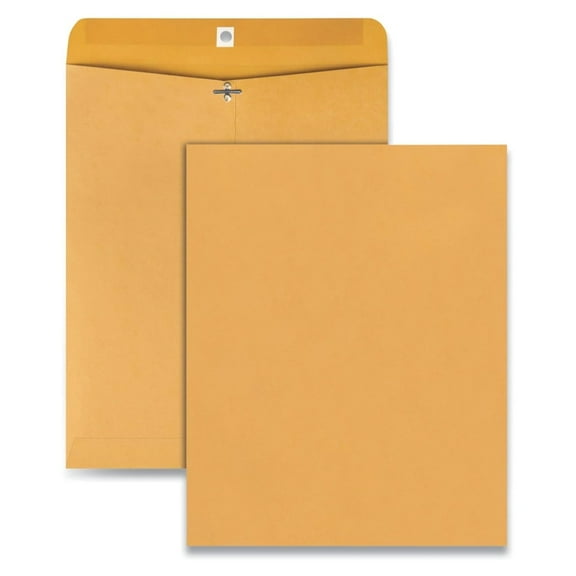 Clasp Envelopes #105 - Brown Square Flap - 11.5 x 14.5 - 100 Pack - Durable Mailing Envelopes with Clasp & Gummed Closure