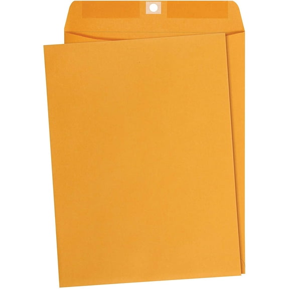 Clasp Kraft Envelopes, Gummed Mailing Envelope, 9 x 12-inch, 100-Pack