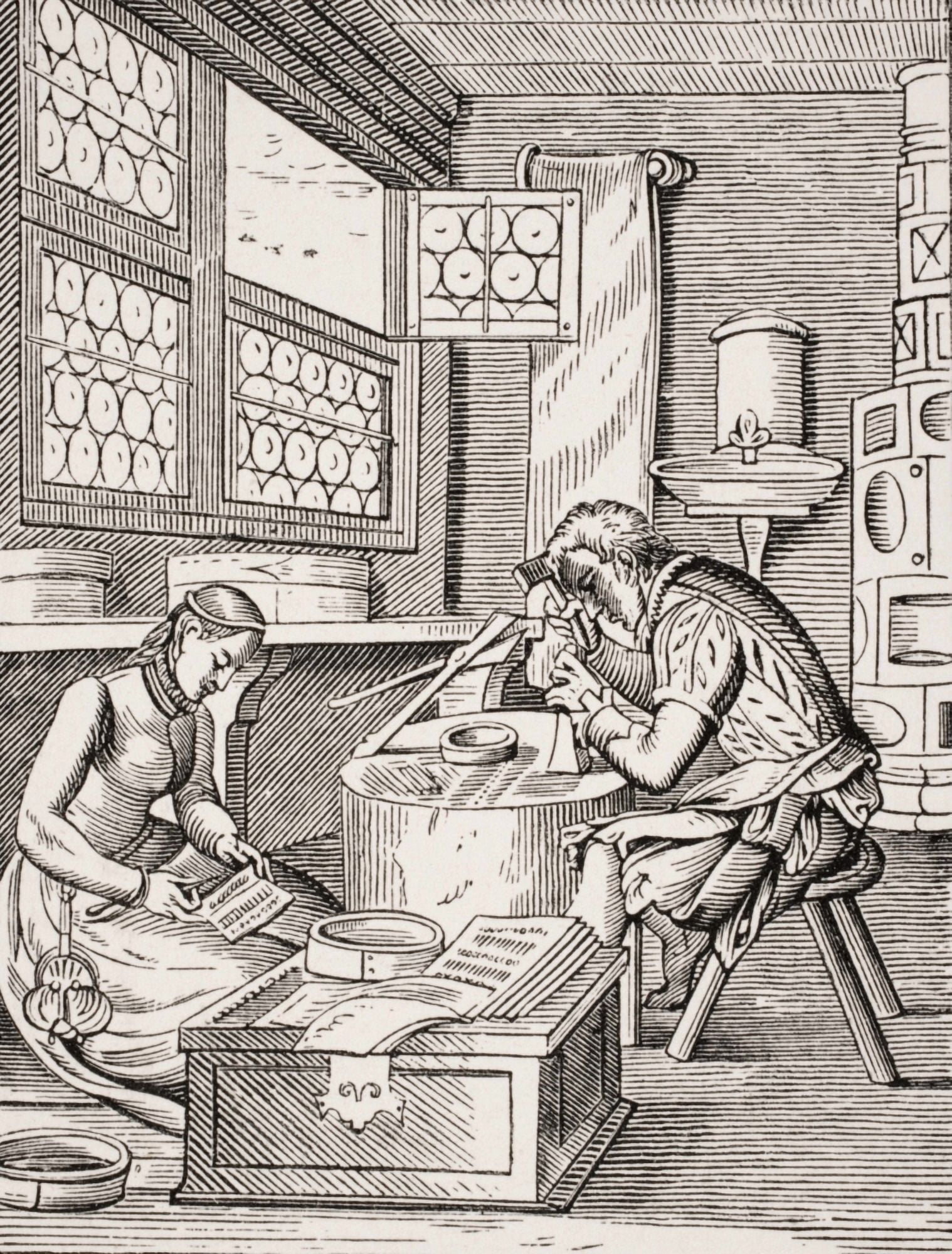 Clasp Maker 19Th Century Reproduction Of 16Th Century Woodcut By Jost Amman Canvas Art - Ken Welsh Design Pics (12 x 16)