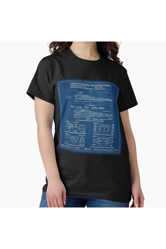 Class 1 Imperial Destroyer Capital Naval Fleet Shield Tech Blueprint T-Shirt