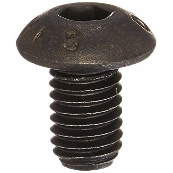 Class 12.9 Steel Socket Cap Screw, Plain Finish, Button Head, Internal Hex Drive, Meets ISO 7380, 25mm Length, Fully Threaded, M6-1 Metric Coarse Threads (Pack of 100)