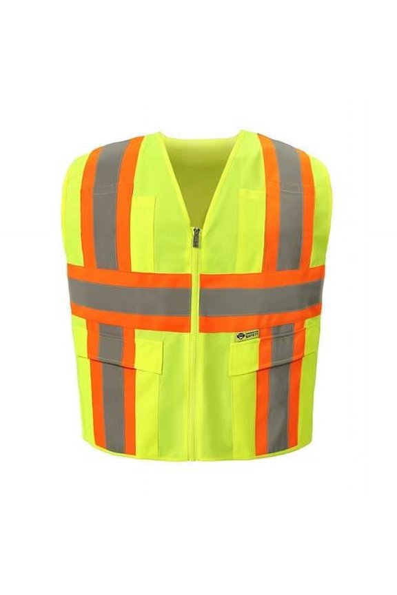 Class 2 Contrast Hi-Vis Vest, Lime - Medium