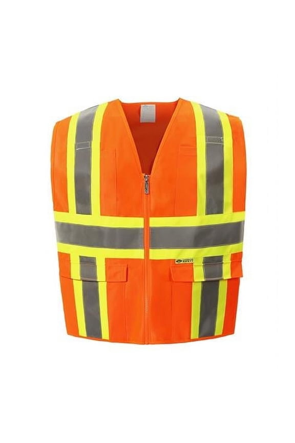 Class 2 Contrast Hi-Vis Vest, Orange - Medium