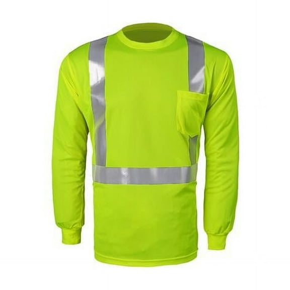 Class 2 High-Viz Long Sleeve Birdseye T-Shirt, Lime - 5XL