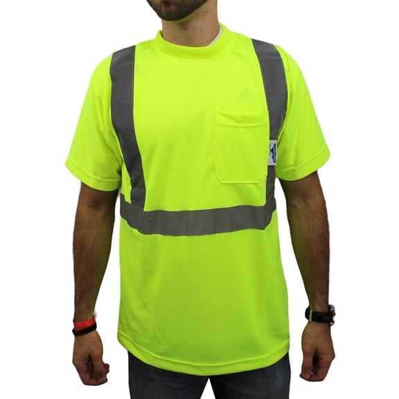 Class 2 / Lime Short Sleeve Safety Shirt, Size XL