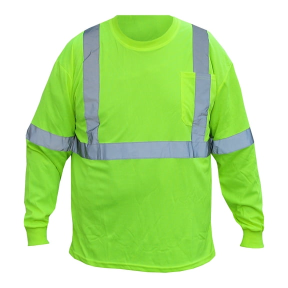 Class 2 Long Sleeve Shirt. Safety Green With Reflective Tape. Part Number 9051LONG-L. Size Large