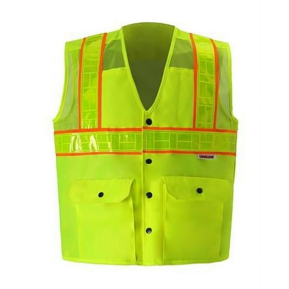 Class 2 Snap Front Oralite High-Viz Vest, Lime - Medium