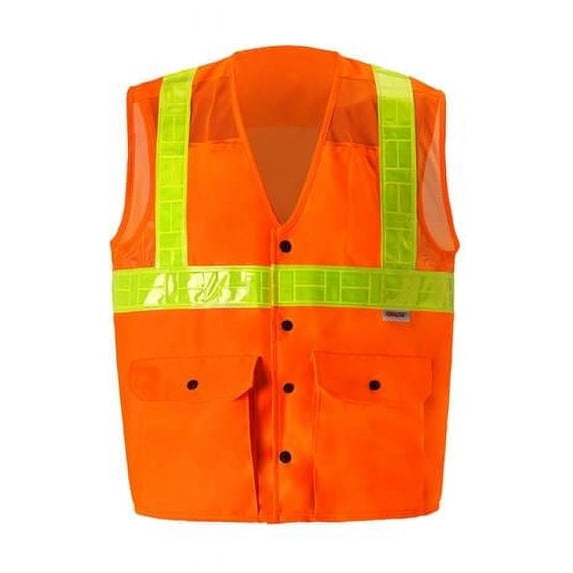 Class 2 Snap Front Oralite High-Viz Vest, Orange - Large