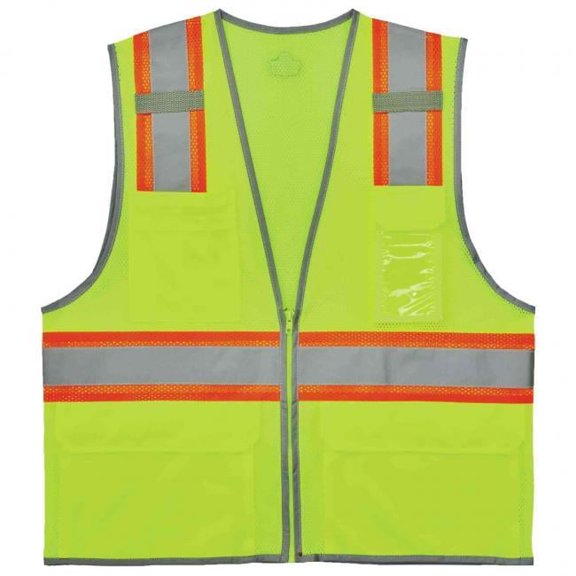 Class 2 Two-Tone Reflective Mesh Vest - Lime - Large & Extra Large - Breathable Design
