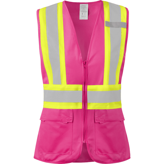 Class 2 Women's Hi Vis Two Tone Reflective Safety Vest with Zipper & Pockets (Lime, 2X-Large)