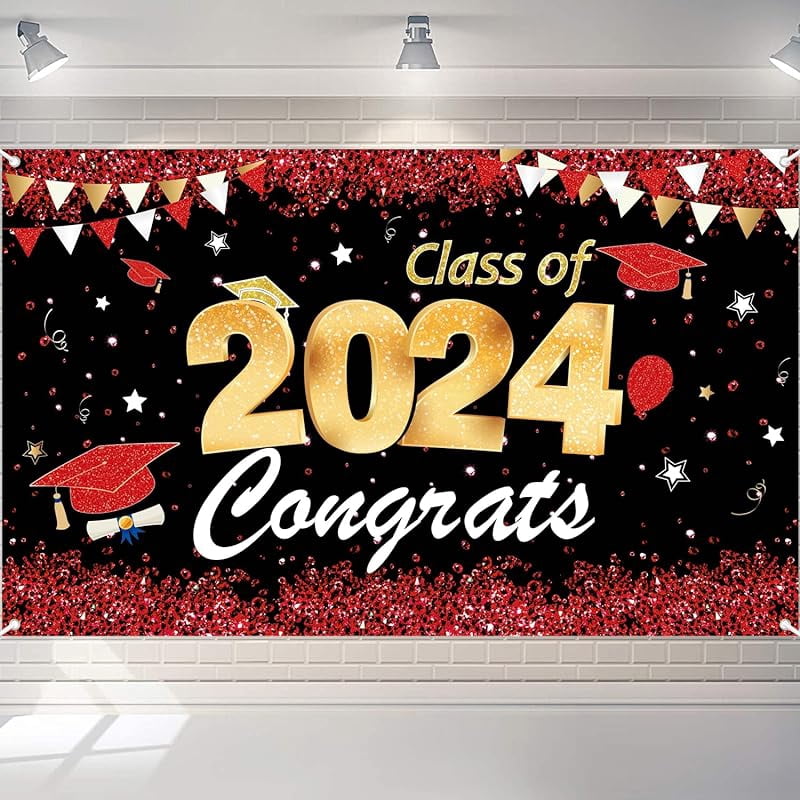 Class of 2022 Banner Background | Graduation Party Decoration 2022 Red ...