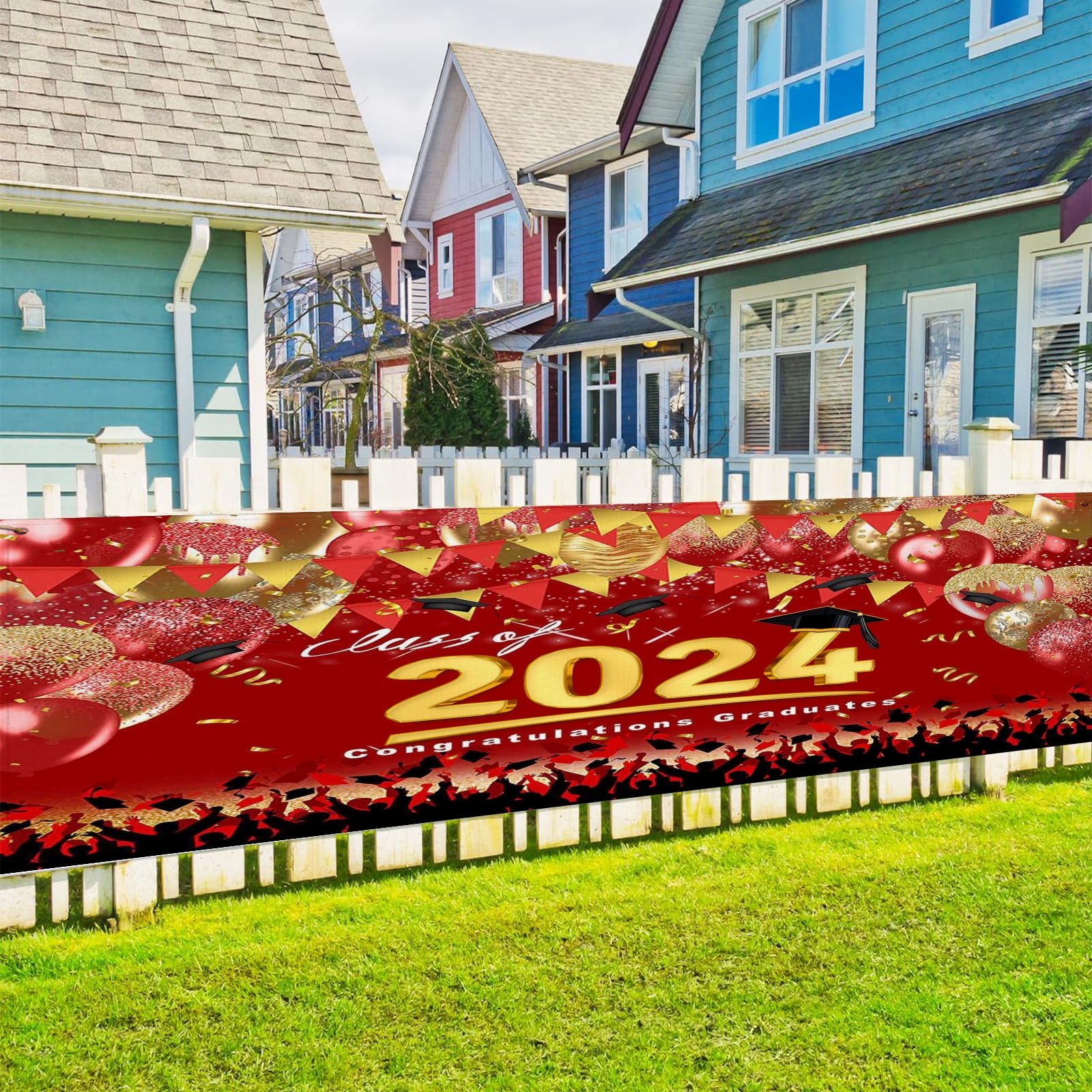 Class of 2024 Graduations Backdrop Black Gold Congrats Grad Party Photo