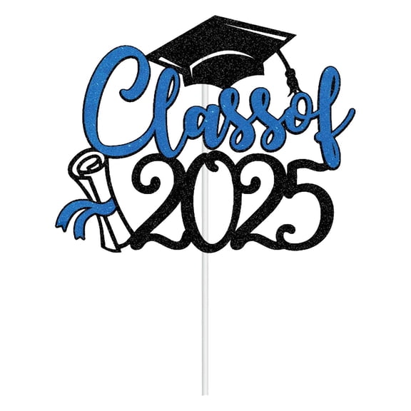 Class of 2025 Cake Topper Glitter Floral Bouquet Toppers Vase Inserts & Background Sign Graduation Party Decorations Congrats Grad Happy Graduation Party Cake Supplies Decor