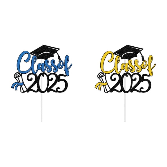 Class of 2025 Cake Topper Glitter Floral Bouquet Toppers Vase Inserts & Background Sign Graduation Party Decorations Congrats Grad Happy Graduation Party Cake Supplies Decor