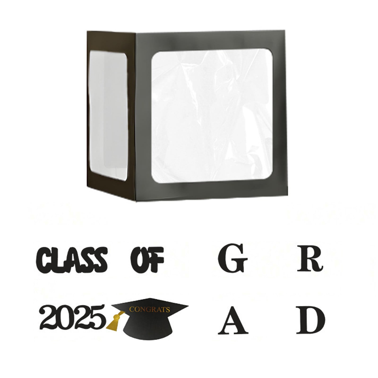 Class of 2025 Graduation Black Balloon Boxes with Letters and Cap ...