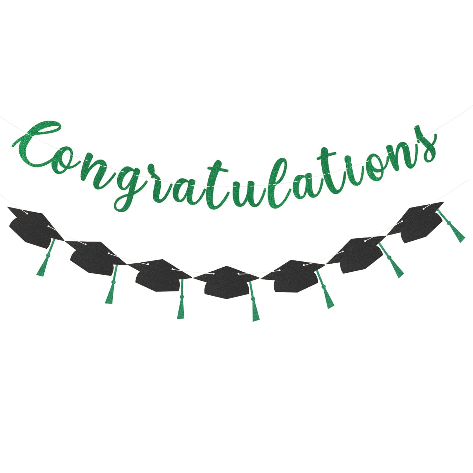 Pre-Strung Congrats Class of 2025 Banner, Glitter Banner Sign for Class of 2025 Senior High
