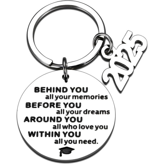 Class of 2025 Graduation Gift for Him Her Inspirational Keychain High School College Graduation Gift for Men Women Nurses Masters Students Sons Daughters 2025 Senior Party Graduation Gift Keychain
