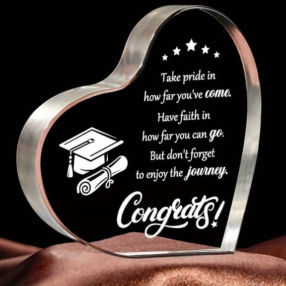 Class of 2025 Graduation Gifts for Him Her Women Acrylic Paperweight with Inspirational Quote Graduation Cap High College PhD Masters Degree Keepsake Gift Graduation Party Decorations
