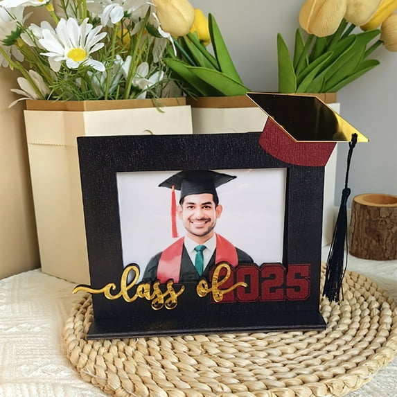 Class of 2025 Graduation Picture Frame,Wooden Photo Frame Desktop Ornaments,Graduation Gifts for High School College,graduation gifts for her (B,20X15cm)