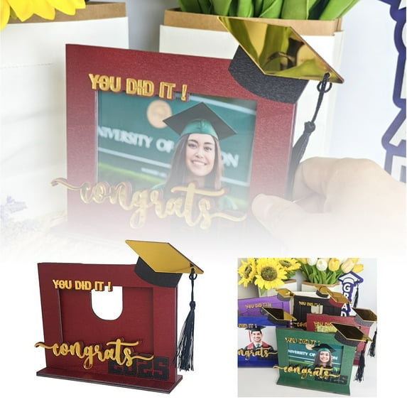 Class of 2025 Tassel and Picture Graduation Frame, 6.1*7.9'' Graduation Table Decor with Hat Design, Graduation Party Keepsake, High School College Graduation Gift