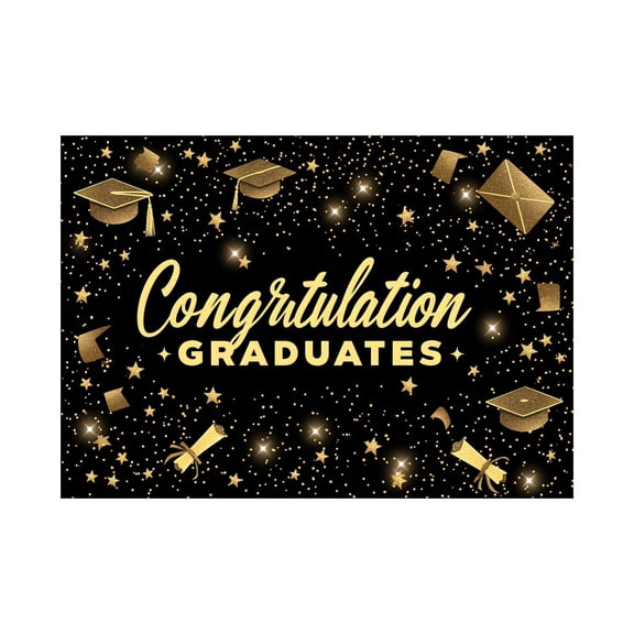 Class of 2026 Backdrop 16x7 ft Black Gold Congratulations Graduation Banner Congrats Grad Party Decorations Large We Are So Proud of You Background for Prom Night Photo Booth Props