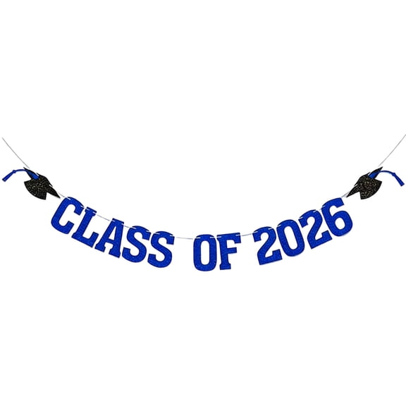 Class of 2026 Banner, Congrats Grad Bunting Sign for 2026 High School & College Graduation Decorations, 16x16 Inch Sparkling Gold Party Decor for Graduation Party Decorations & Dance Floor