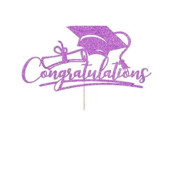 Class of 2026 Cake Topper Congratulations Grad Glitter Decor, 2026 Graduation Cake Decorations for Party, Commencement Celebration Gift and Party Supplies, 1Pc, Multicolor(Purple,6.6x3.6")