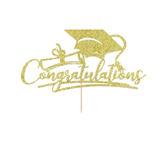 Class of 2026 Cake Topper Congratulations Grad Glitter Decor, 2026 Graduation Cake Decorations for Party, Commencement Celebration Gift and Party Supplies, 1Pc, Multicolor(Gold,6.6x3.6")