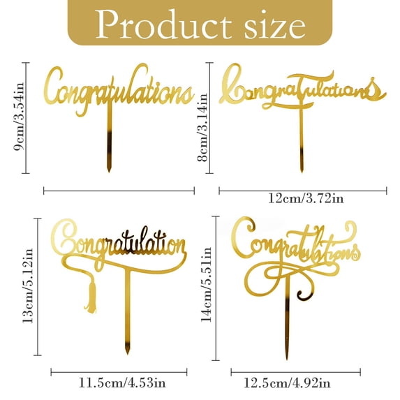 Class of 2026 Cake Topper for Graduation Party Celebration, Congratulations Acrylic Cake Decor for High School College Grad Party, Gold Glitter Decoration for Graduation Cake and Cupcake, Black