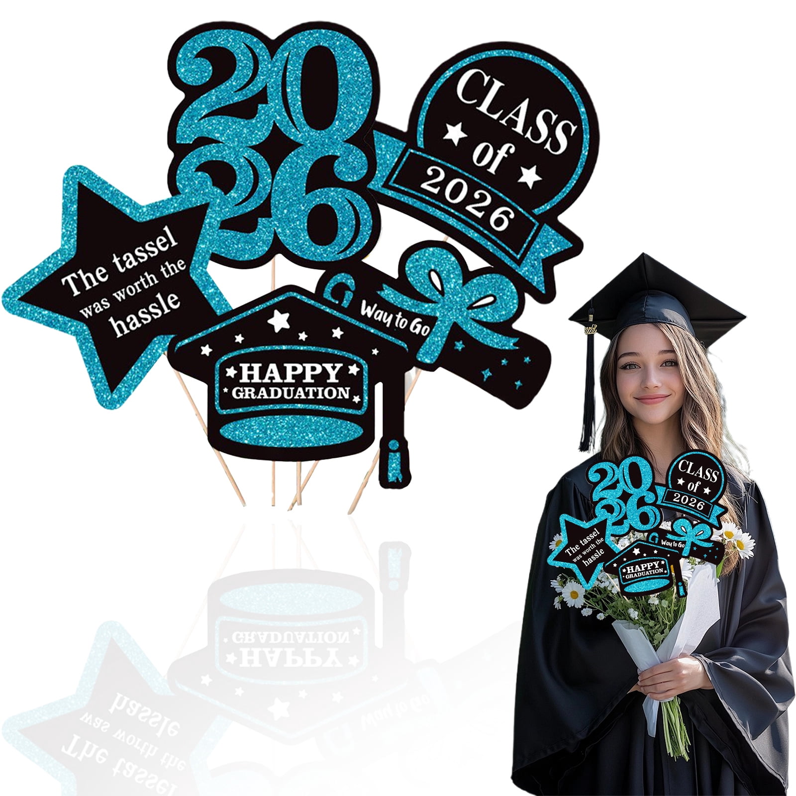 Class of 2026 Centerpieces Sticks,1 Set WoodenGraduation Decoration ...