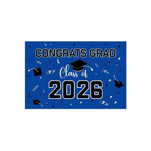 Class of 2026 Congrats Grad Banners Graduation Photography Backdrops Grad Party Decor Banners,2026 Graduation Party Backdrop Banners,Durable Indoor Outdoor Use Easy Setup Graduation Banner,Blue
