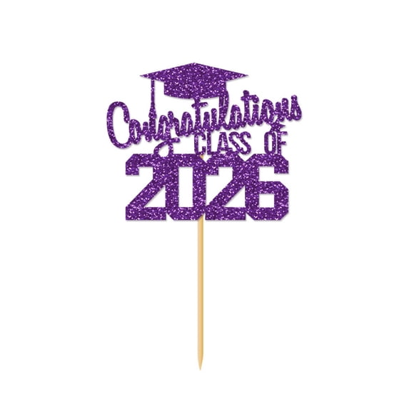 Class of 2026 Glitter Congratulations Cake Topper 5.9 Inch, Congrats Grad Decorations for High School College Senior Graduation Celebration Party Decor and Supplies
