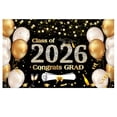 thumbnail image 1 of Class of 2026 Graduation Backdrop 6x3.6ft Black Gold Congrats Grad Banner for Photography Graduation Ceremony Party Decorations with Balloons Cake Table Banner Photo Booth Props, 1 of 3