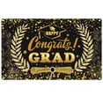 thumbnail image 1 of Class of 2026 Graduation Backdrop 6x3.6ft Black Gold Congrats Grad Banner for Photography Graduation Ceremony Party Decorations with Balloons Cake Table Banner Photo Booth Props, 1 of 6