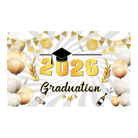 Class of 2026 Graduation Backdrop Banner - 70x43 Inch Large Congrations Photo Background for High School and College Graduation Party Decorations Celebration Supplies, White, 70"x43"