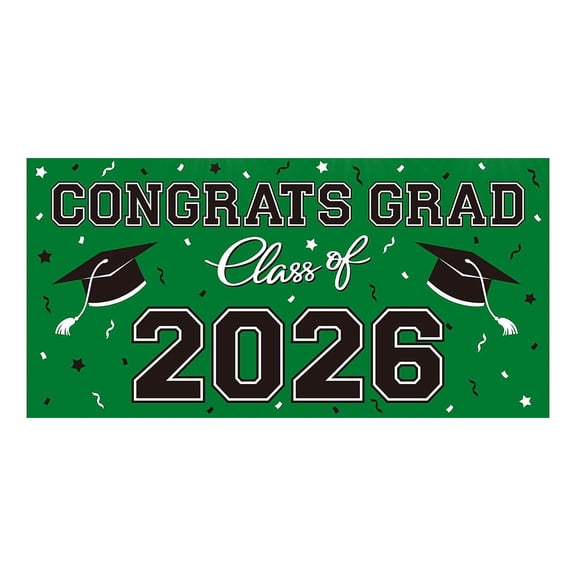 Class of 2026 Graduation Backdrop Banner Congrats Grad Large Green Graduation Party Backdrop for Photography Grad Party Decorations Indoor Outdoor 59 by 39 Inches 1 Pack