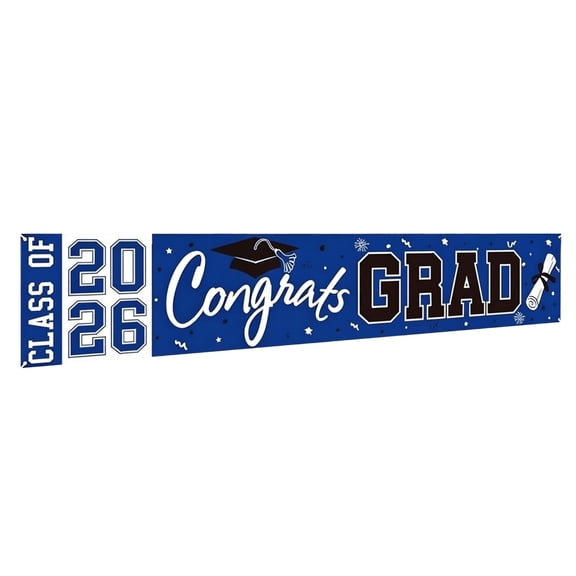 Class of 2026 Graduation Banner Backdrop, 118in Light Blue Plastic Congrats Grad Party Background Decoration for Graduation Celebration and Photo Booth Decor (Light Blue)