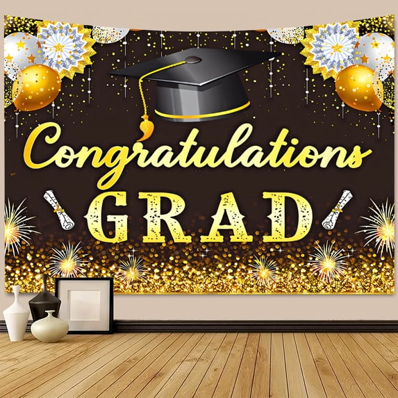 Class of 2026 Graduation Banner Backdrop, 2026 Graduation Party Decorations Congratulations Graduate Banner 78 x59 Inches Outdoor Decor Yard Signs for Celebration Party