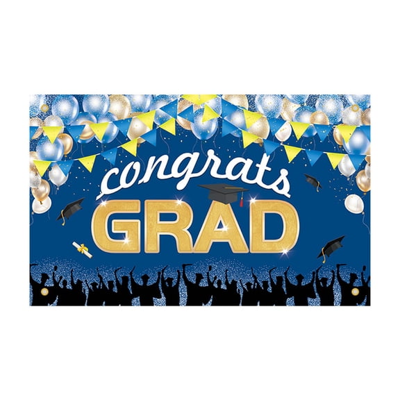 Class of 2026 Graduation Banner Backdrop Large Navy Blue and Gold Congrats Grad Background for Congratulations Party Supplies Photography 2026 Graduation Decorations