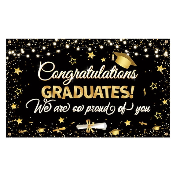 Class of 2026 Graduation Banner Backdrop Large Navy Blue and Gold Congrats Grad Background for Congratulations Party Supplies Photography 2026 Graduation Decorations