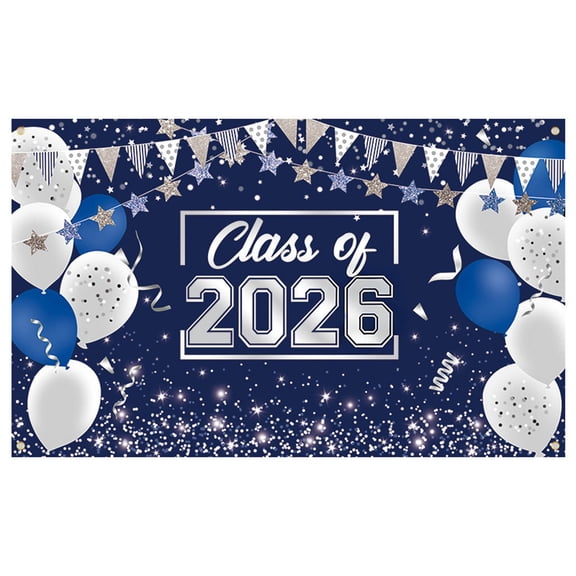 Class of 2026 Graduation Banner Backdrop Large Navy Blue and Gold Congrats Grad Background for Congratulations Party Supplies Photography 2026 Graduation Decorations