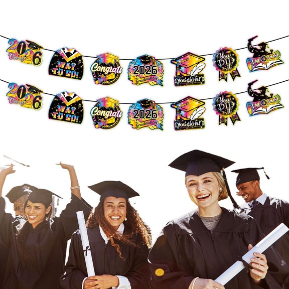 Class of 2026 Graduation Banner Gold – Congrats Grad Graduation Party Banner Decoration, Graduation Backdrop Sign for High School College Graduation Party Supplies