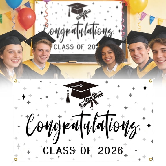 Class of 2026 Graduation Banner, Graduation Decorations 2026, Graduation Party Decorations, Graduation Banner, White Graduation Party Backdrop Decorations for College Decor 1Pcs